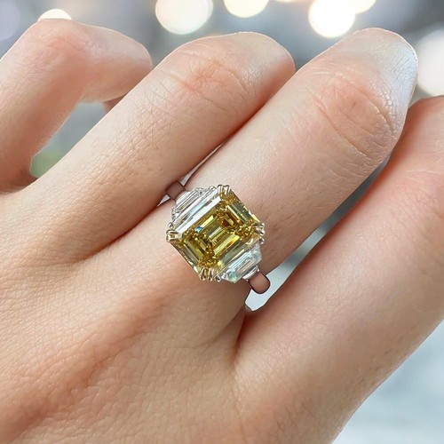 14k Multi Gold Ring IGI Fancy Intense Yellow Emerald 2.24 Ct Lab Grown Diamond - Picture 9 of 19