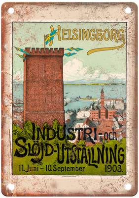 Vintage Helsingborg Industri Travel Poster Retro Look Sign T2208