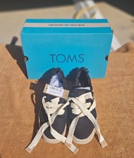 Tom's Carolina Lace up Black Beachside Woven/ Fray  Sz 7.5 New in Box