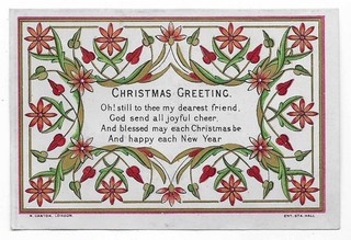W16 PRETTY FLORAL VICTORIAN XMAS CARD R. CANTON LONDON