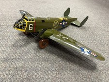  Vintage Marx Tin Litho US Army  6 Wind Up Bomber Plane - Read