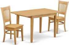 NOVA3-OAK-W 3 Piece Kitchen Table Set for Small Spaces Contains a Rectangle Dini