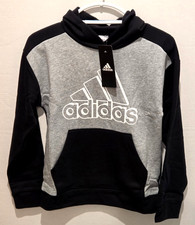 adidas Youth Fleece Lined Hoodie Black and Grey Size Medium 10/12 