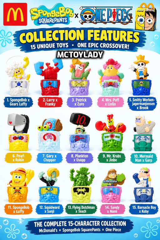 FLASH SALE! 2026 McDonald's Happy Meal SpongeBob x One Piece Singles or Sets!