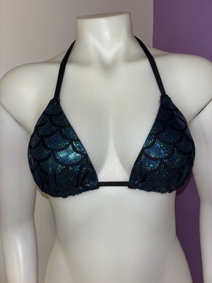 Teal Holographic Mermaid Rave Top Size Medium