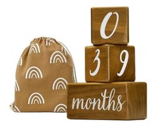 Pondering Pine Baby Milestone Blocks 6 Block Milestones Age Set with Bag
