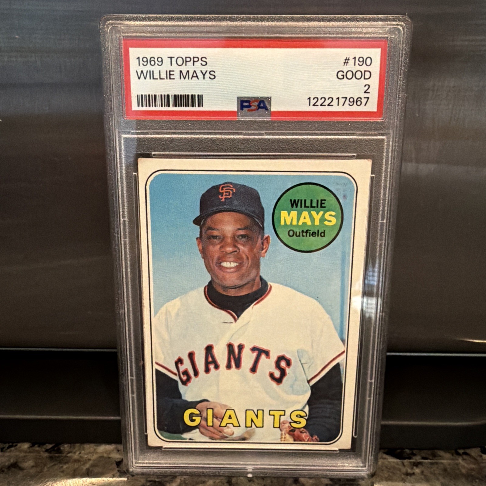 1969 Topps Baseball Willie Mays #190 Base Set San Francisco Giants HOF PSA 2