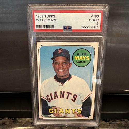 1969 Topps Baseball Willie Mays #190 Base Set San Francisco Giants HOF PSA 2