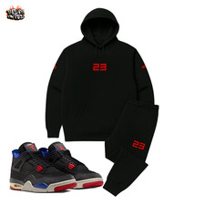 Men's Black Hoodie Joggers Sweatsuit 23 Tracksuit Set To Match Jordan 4 Rare Air