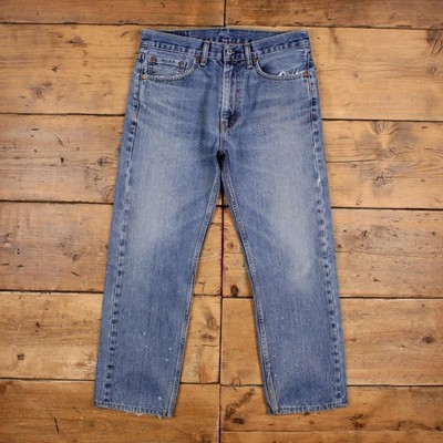 Levis 505 Jeans 32x27 Herren Blau Regular Straight Stonewash Rot Denim