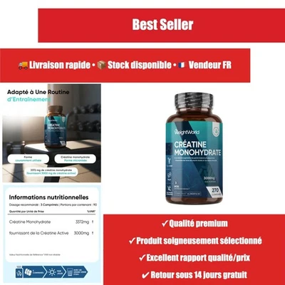 WeightWorld Créatine Monohydrate 270 Comprimés Vegan 3000mg - Photo 1/4