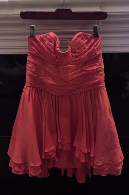 Wayne Cooper Sz 8 Red 100% Silk Pleat Cocktail Party Mini Dress Ruffled Bust