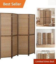 Versatile 6 FT Tall Boho Folding Privacy Screen - 4 Panels for Elegant Spaces