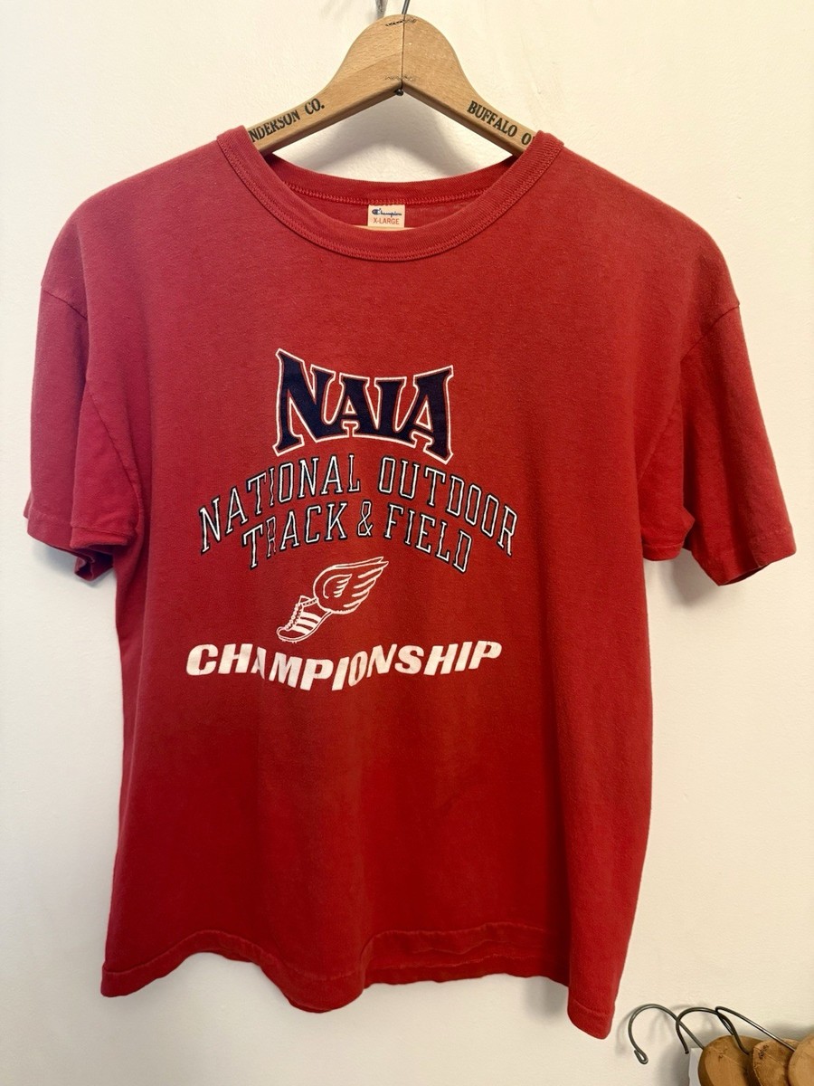 Vintage 70s XL Champion Running P-Wing NAIA Track Field Single
