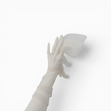 White Sheer Tulle Mesh Opera Long Bridal Evening Gloves Pair Elbow Length
