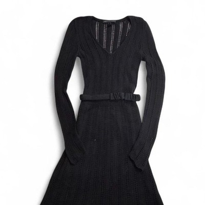 Marc Jacobs Whimsigoth Black 100% Cotton Open Stitch Crochet Sweater DresS