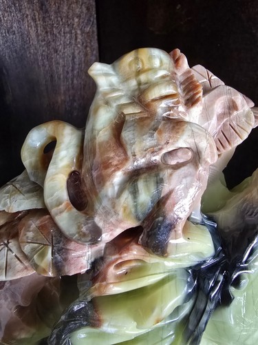 10.5lbs 14" X 12" Top Quality Natural Green Jade Hand Carved Horse Monkey Statue - Picture 2 of 6