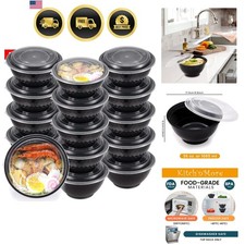 36oz Extra-Thick Meal Prep Bowls with Lids, Plastic Containers with Clear Cov...