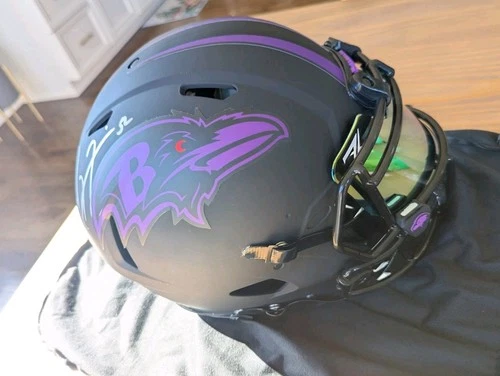 Ray Lewis Autographed Ravens F/S Eclipse Authentic Helmet-Beckett Certify