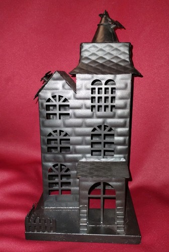 Pottery Barn Halloween Spukhaus schwarz groß Metall Teelichthalter Leuchte