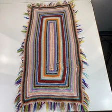 Vtg 60’s/70’s Handmade Continuous Braided Woven Scrap Rag Rug 48” x 27” Granny