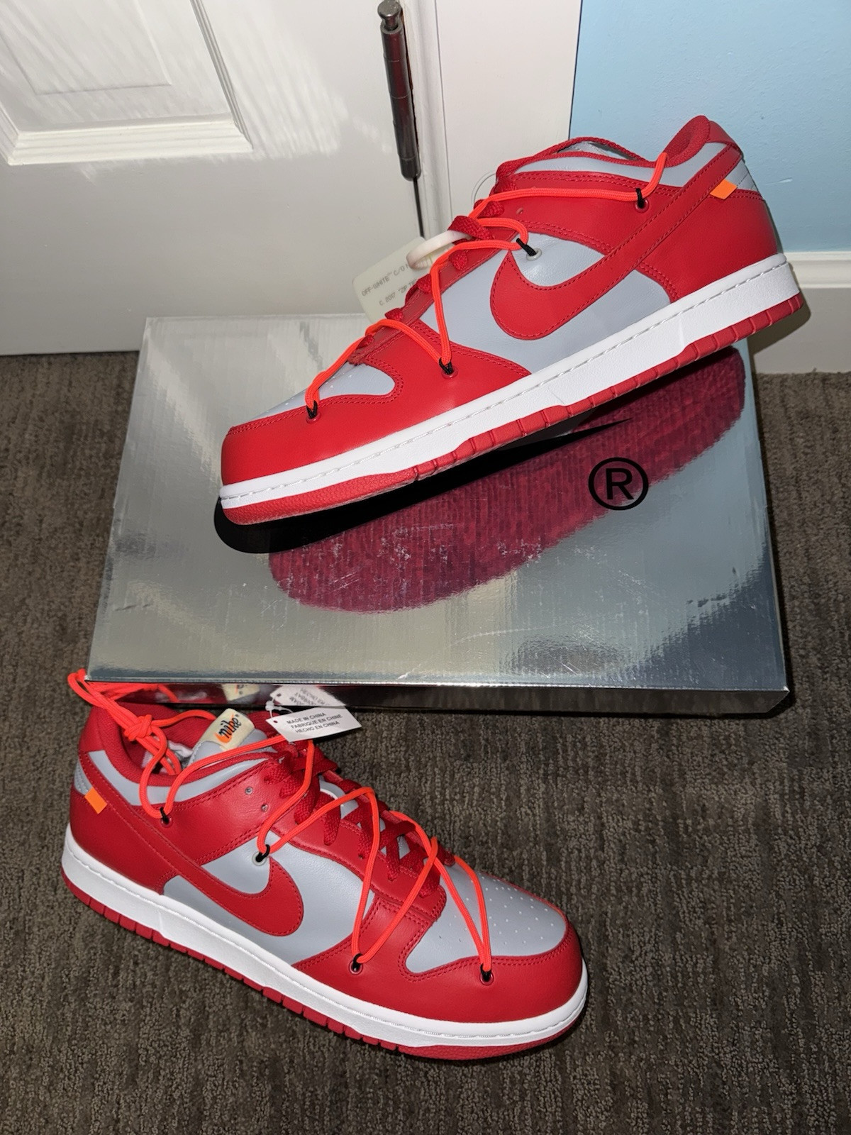OFF WHITE X NIKE Nike Dunk Low x OFF WHITE University Red 2019 DS taglia 14