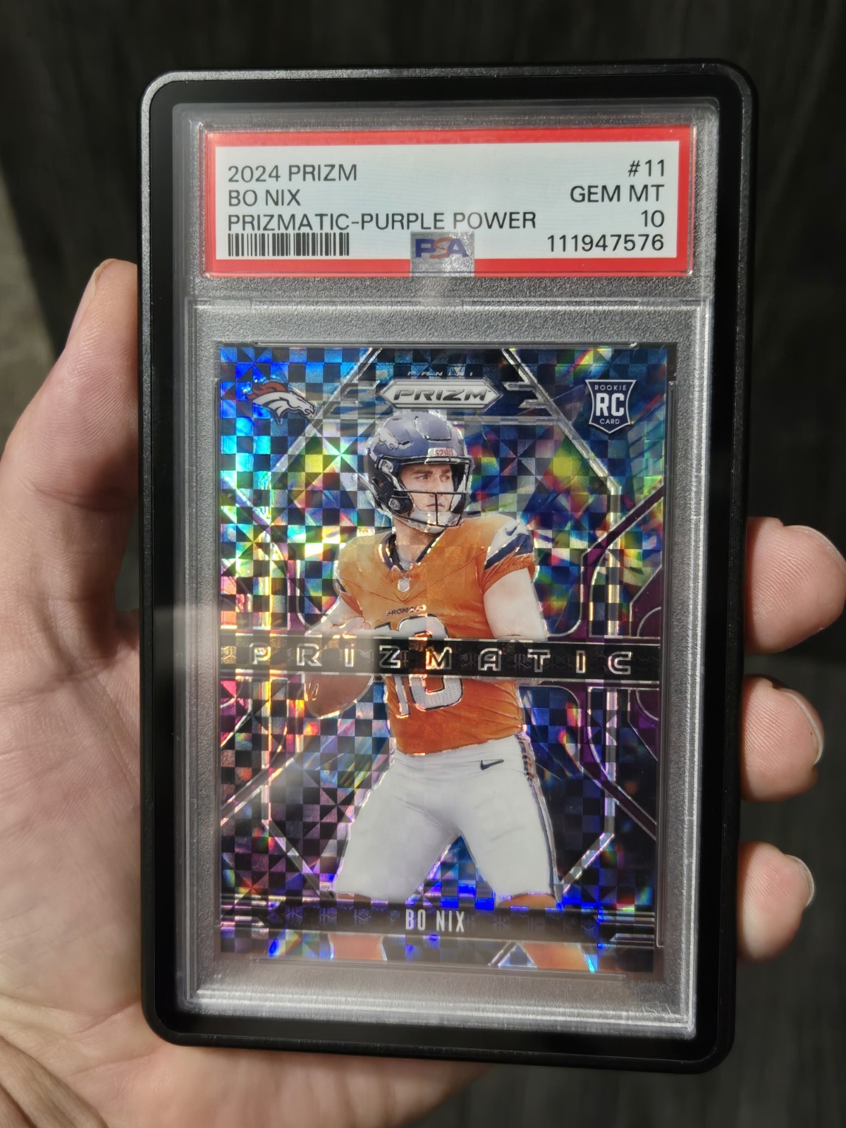 Bo Nix Panini Prizm Prizmatic #11 Purple Power