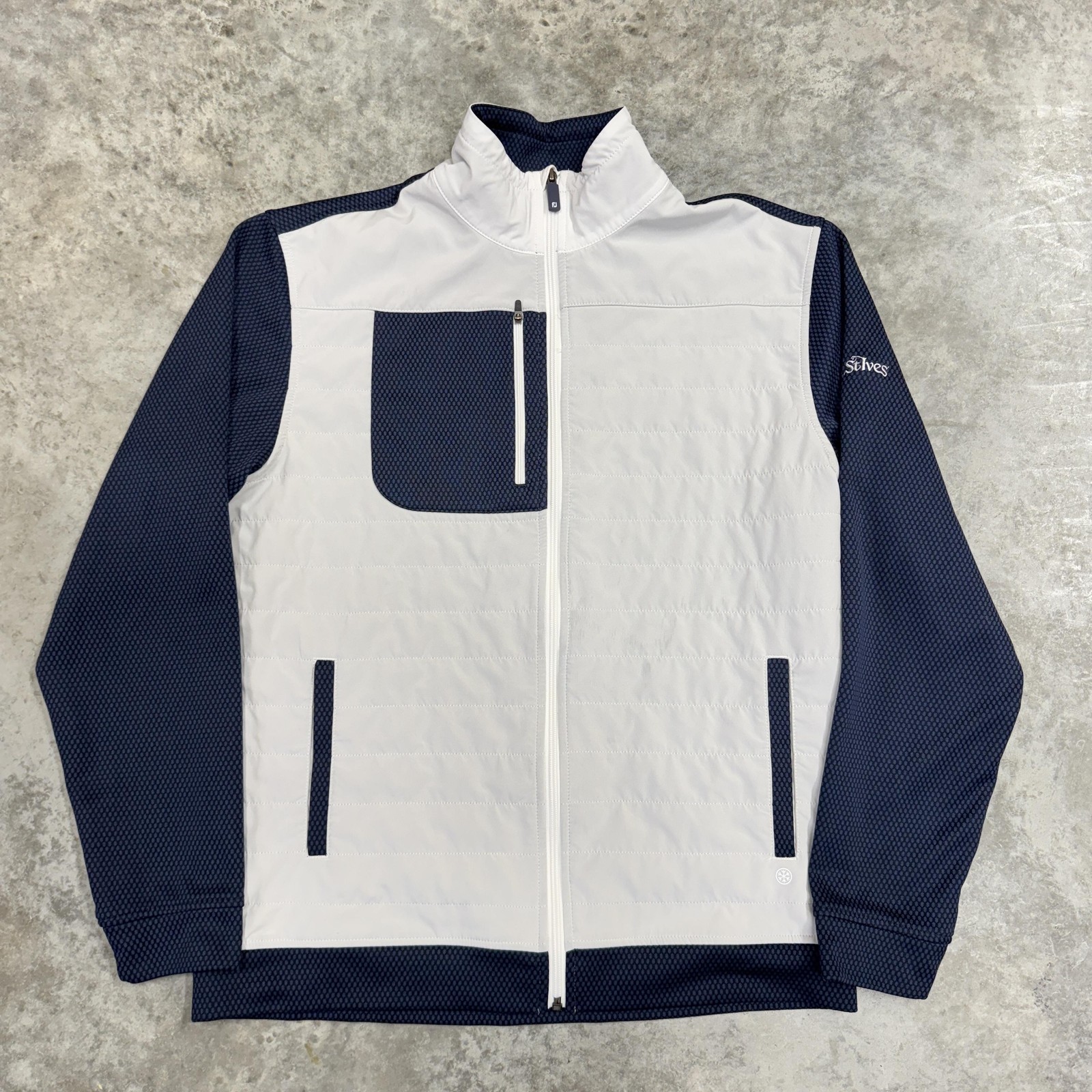 FootJoy ThermoSeries Jacket Mens Medium White Navy Full Zip Golf Insulated