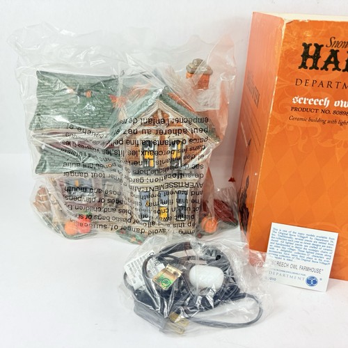 Dept 56 Halloween Screech Owl Farmhouse 808988 Snow Village Light Up New OBOX - Picture 11 of 18