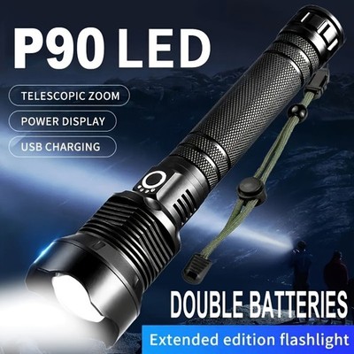9900000LM LED Taschenlampe XHP90 Zoom Taktisches Fackel Arbeitslicht mit Akku DE