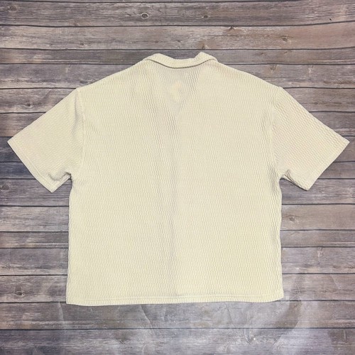 Sampson Taylor Cream Textured Raf Cropped Textured Knit Short Sleeve Button Up - Picture 5 of 8