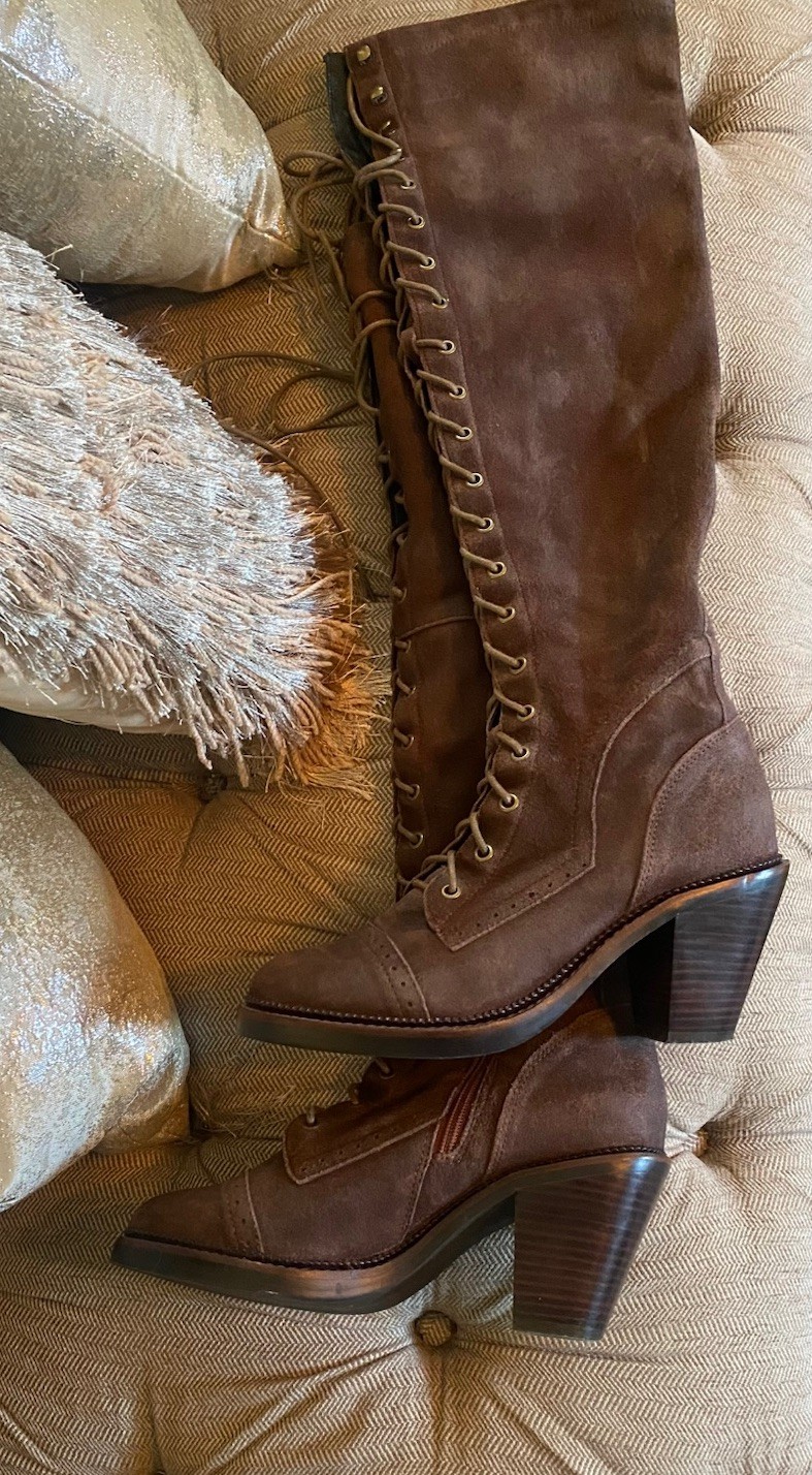 JEFFREY CAMPBELL x FREE PEOPLE Joe Boots Nu-Buck Brown Leather Lace Up Boots 9.5 image 2