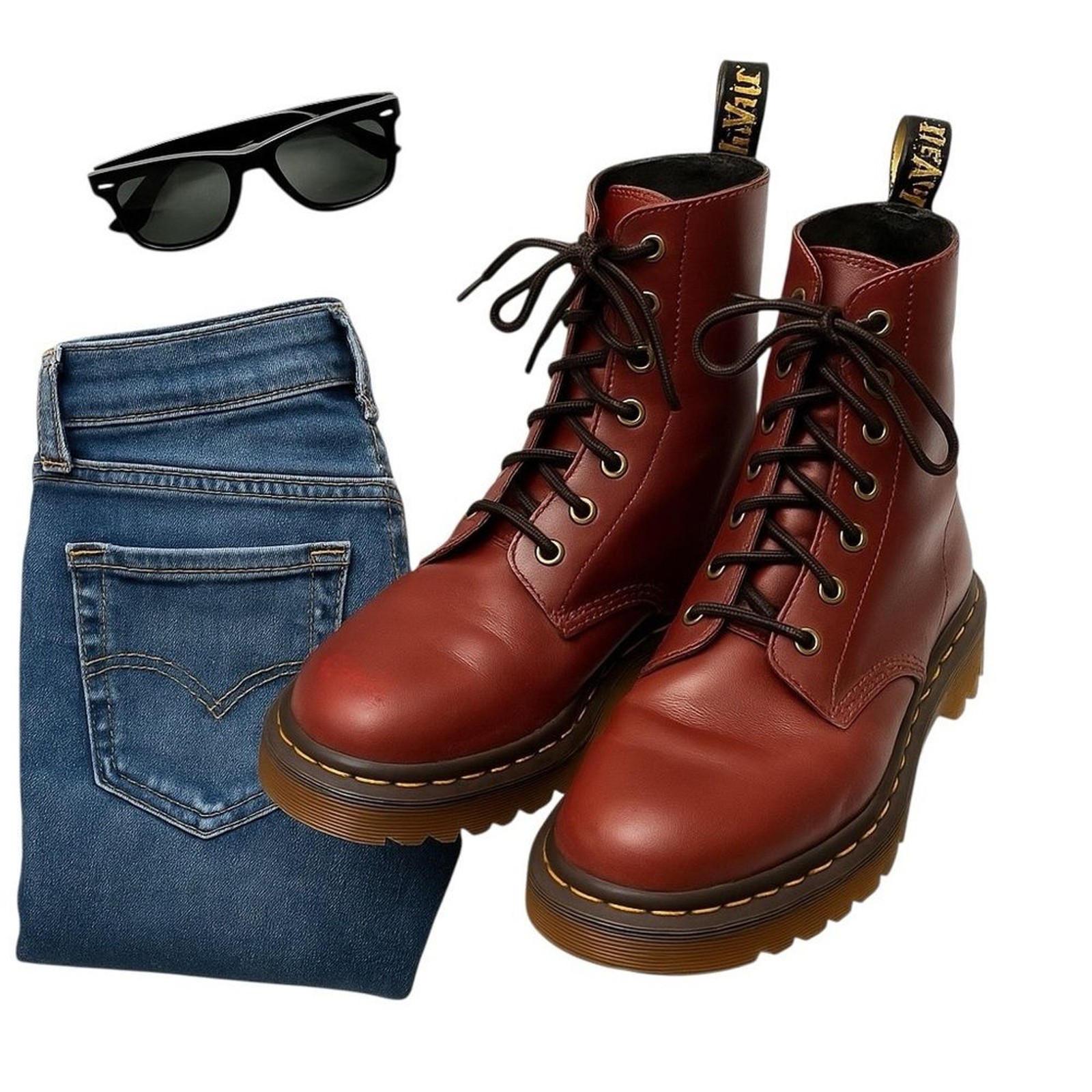 Dr. Martens Doc Luana Cherry Red Leather Combat Boots US 10 EU 42 AW004 in GUC