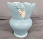 Vintage Weller Matte Blue Blossom Pottery 7" Vase Some Discoloration, See Pic.