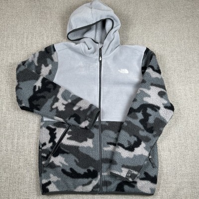The North Face Boys XL Forrest Fleece Jacket Black Gray Camo Full Zip  Hoodie