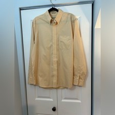 Eddie Bauer Men s Wrinkle Resistant Button Down Shirt M Peach Cotton Long
