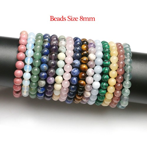 4~8mm Genuine Mixed Natural Gemstone Round Beads Stretchy Bracelet Healing Reiki - Picture 4 of 47