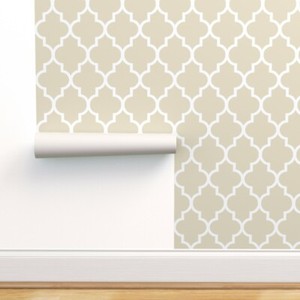 Wallpaper Roll Moroccan Quatrefoil Modern Ogee Cream 24in x 27ft