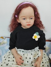 30" Finished Reborn Doll Toddler Girl Soft Vinyl Hand-Rooted Curly Hair Art GIFT