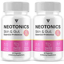 (2 Pack) Neotonics Skin and Gut Probiotics Neo Tonics Supplement (120 Capsules)