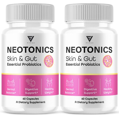 (2 Pack) Neotonics Skin and Gut Probiotics Neo Tonics Supplement (120 Capsules)