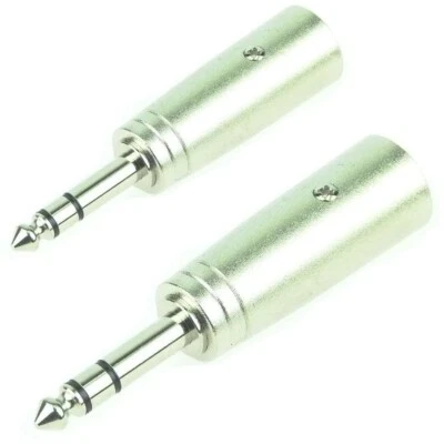 2x Adam Hall Audio Adapter XLR male Stecker / 6,3 mm Klinke TRS Stereo Verbinder