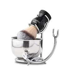Deluxe Shaving Kit for Men 3PC Shaving Set, Shaving Brush Stand for Barber Razor