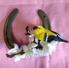 Decorative Genuine Horseshoe with Goldfinch