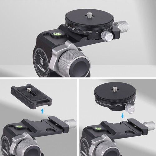GR5 3-Way Geared Tripod Head with Arca Type QR Plate Millimeter Micro Adjustment - Picture 9 of 28