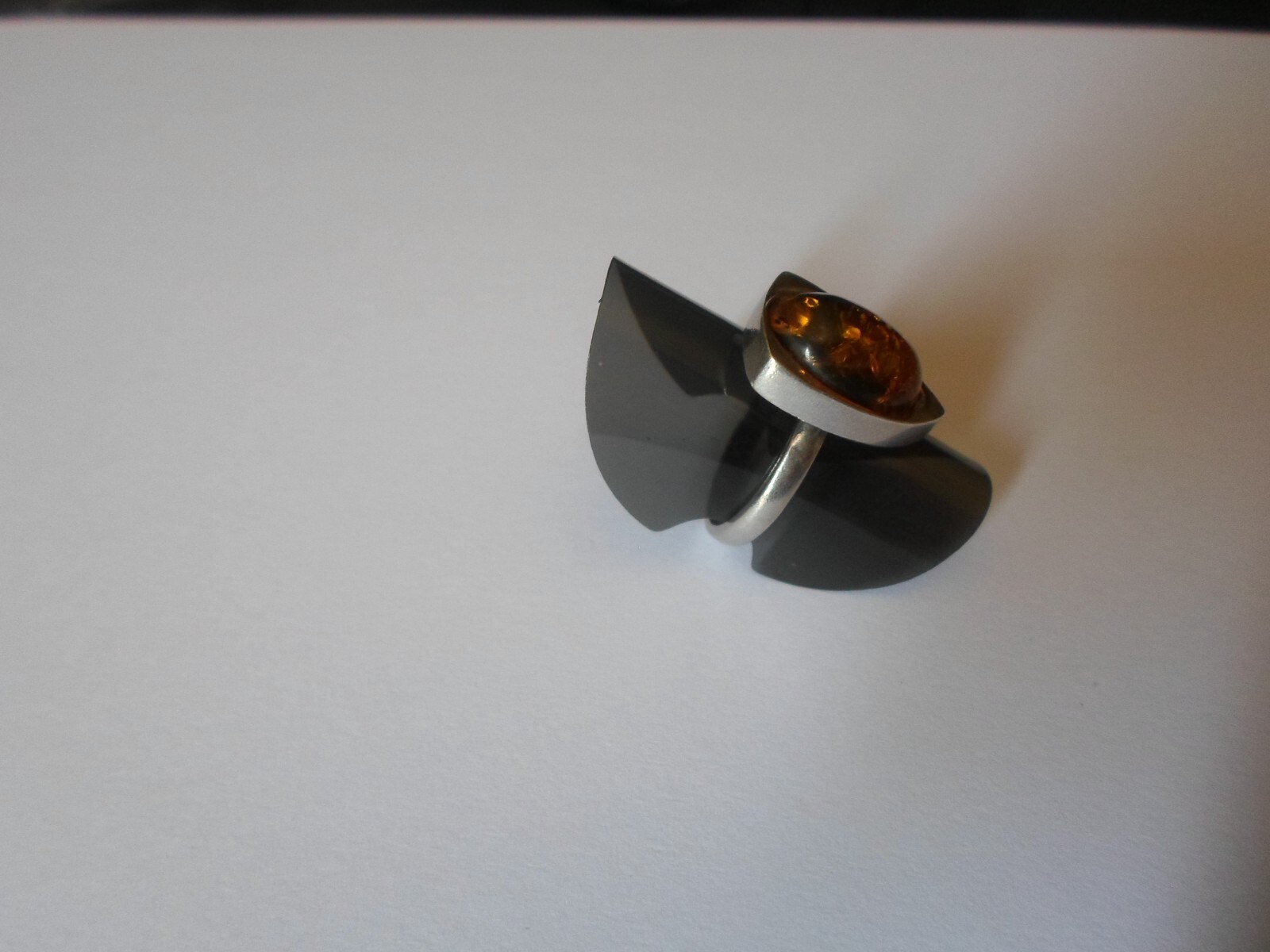 solid silver ring, amber cabochon, size 50 - image 6