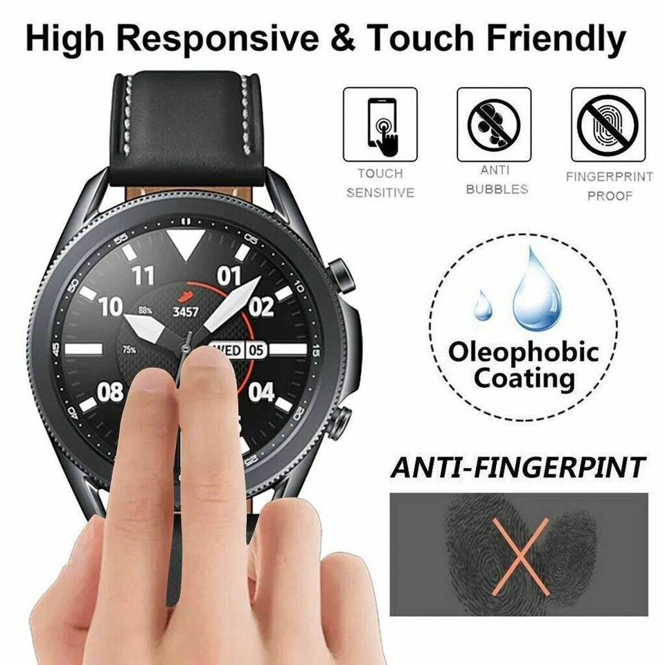 3-Pack Tempered Glass Screen Protector Film For Samsung Galaxy Watch 3 41mm 45mm - image 2 of 4
