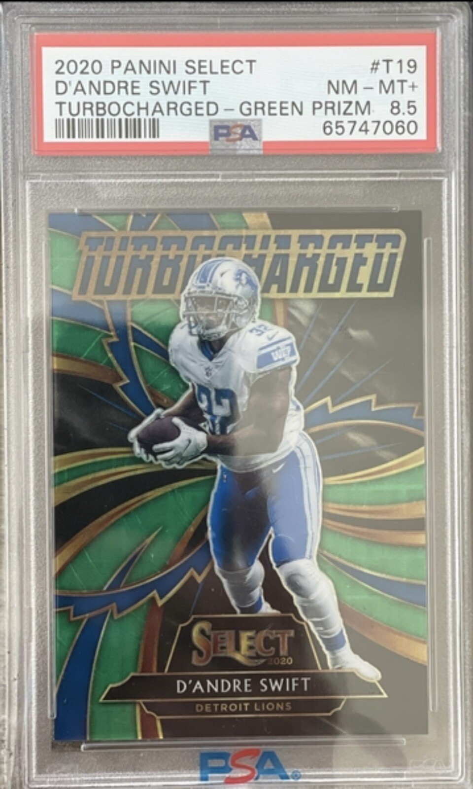 D'Andre Swift Panini Select Turbocharged #T19 Green Prizm