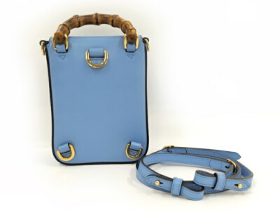 Gucci Bamboo 3Way Mini Shoulder Bag Leather Light Blue