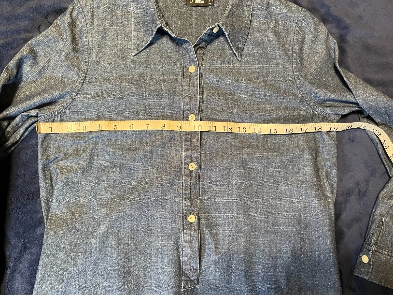 Camicia denim blu Kate Spade sabato taglia S manica lunga *LEGGI Small Flaw